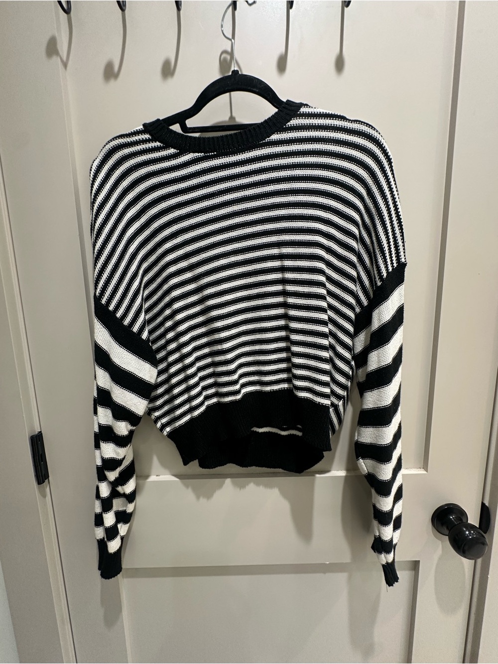 Charlotte Russe Black and White Striped Crewneck Sweater